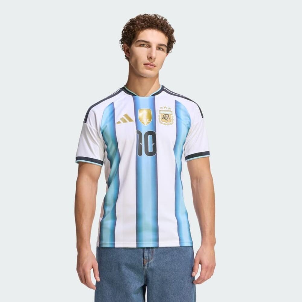 NWT Adidas Argentina 26 Home Messi #10 Soccer Jersey M White Ice Blue AFA Slim - Picture 2 of 16